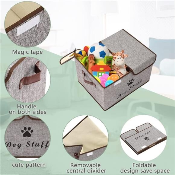 Large Storage Boxes-Large Linen Fabric Foldable Storage Cubes Bin Box Containers - Picture 3 of 8